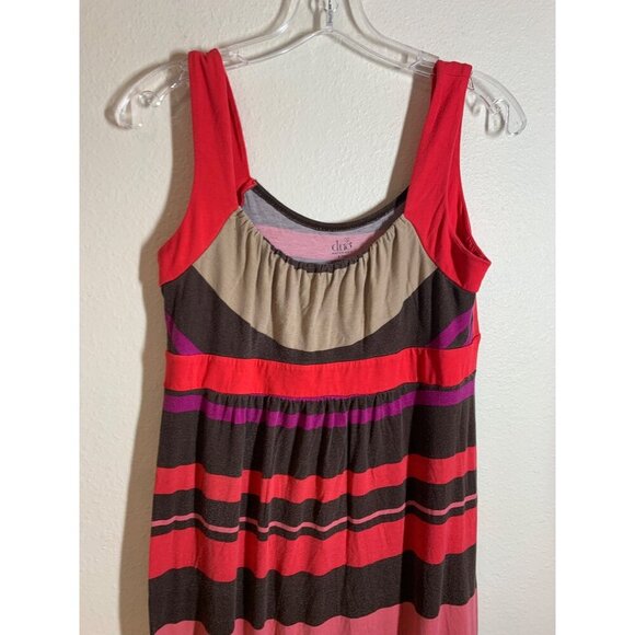 Duo Maternity Maxi Dress Women's Size Small Striped Y2K Retro Red Brown Casual - Picture 2 of 4